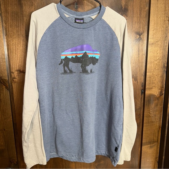 Patagonia Other - Patagonia Worn Wear Blue and cream light weight Crewneck sweatshirt size XL